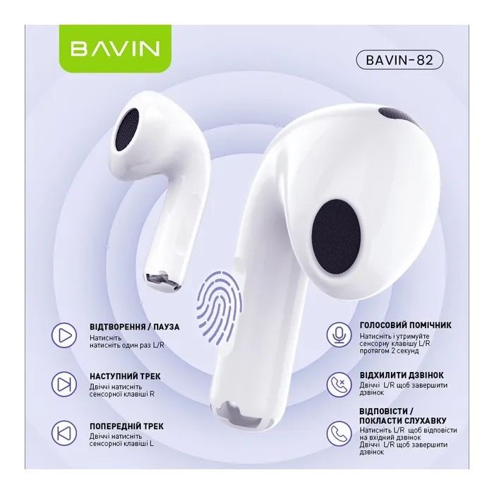 Наушники BAVIN BAVIN-82 Hi-Res LCD Tough White (HB-BA-82-WH) изображение 7