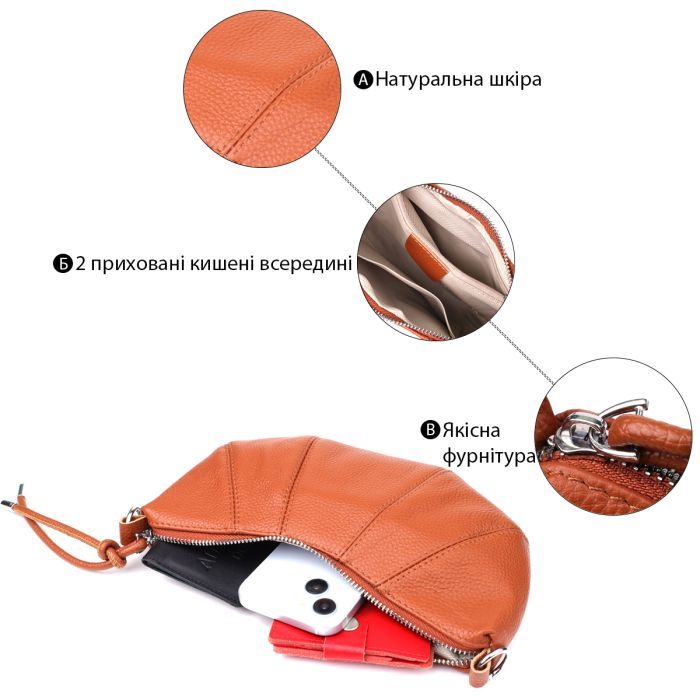 Сумка Vintage Из натуральной кожи Коричневая (22934) изображение 7