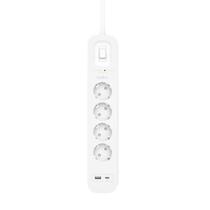 Мережевий фільтр живлення Belkin 4хТипF, 16А, USB-A/USB-C 18Вт, 2м (SRB001VF2M-V2) зображення 3