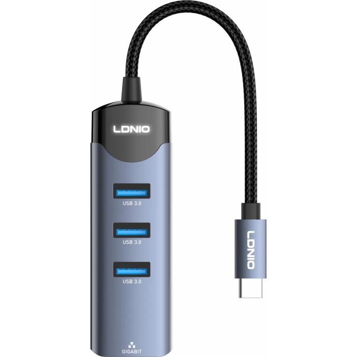 Концентратор LDNIO USB-C 4-in-1 3xUSB 3.0 + 1xRJ45 (DS-144C) изображение 2