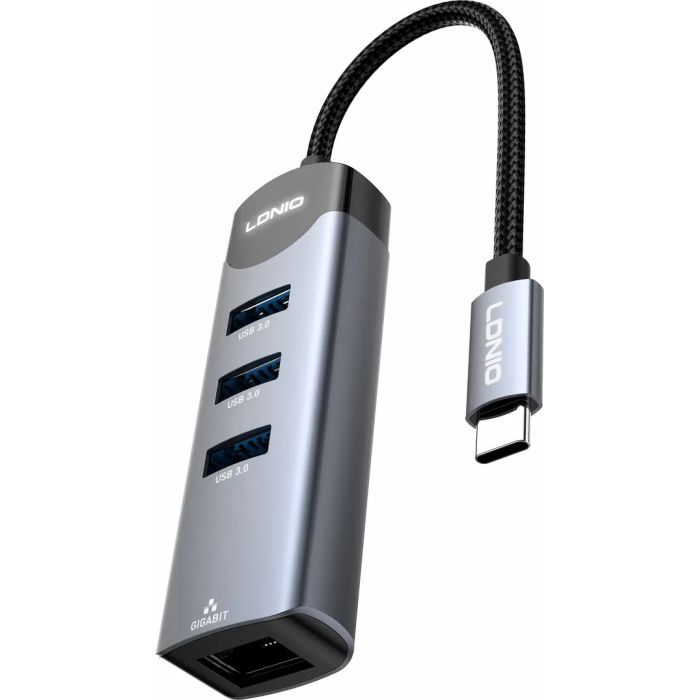 Концентратор LDNIO USB-C 4-in-1 3xUSB 3.0 + 1xRJ45 (DS-144C) изображение 5