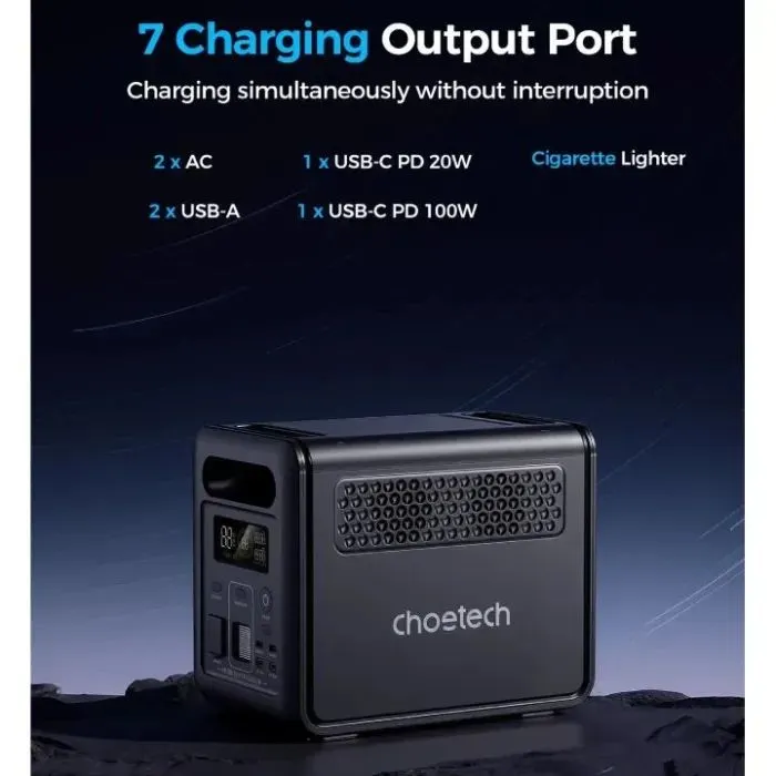 Зарядная станция Choetech 1200W 1024Wh (BS068-BQB) изображение 7