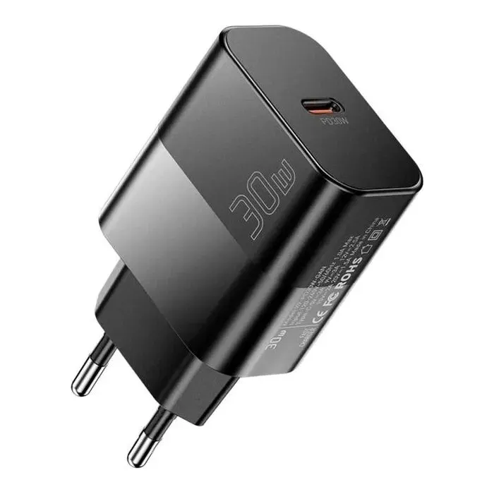 Зарядное устройство Essager USB-C PD30W + cable USB-C to USB-C 60W black (E30JSB1-SYTT1-T) изображение 2