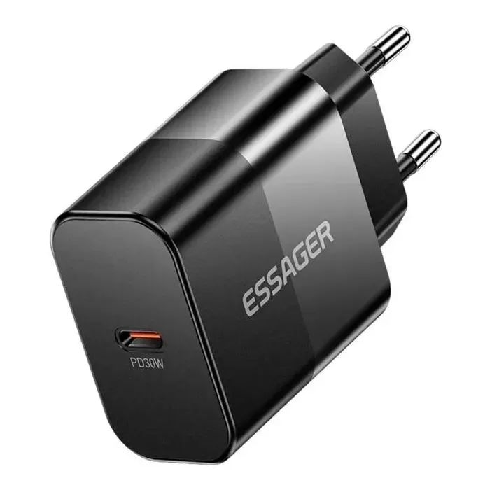 Зарядное устройство Essager USB-C PD30W + cable USB-C to USB-C 60W black (E30JSB1-SYTT1-T) изображение 4