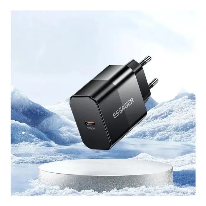 Зарядное устройство Essager USB-C PD30W + cable USB-C to USB-C 60W black (E30JSB1-SYTT1-T) изображение 5
