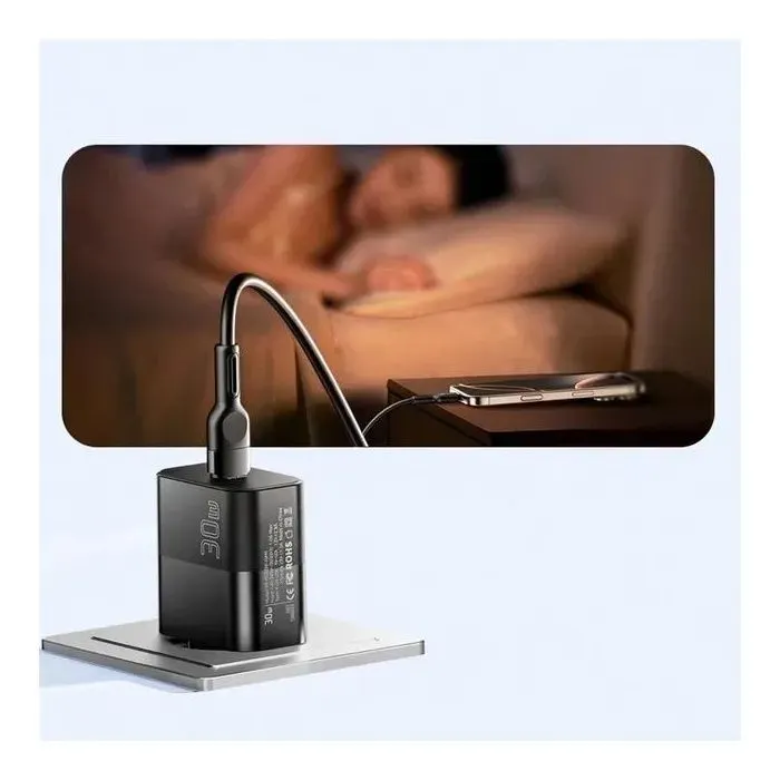 Зарядное устройство Essager USB-C PD30W + cable USB-C to USB-C 60W black (E30JSB1-SYTT1-T) изображение 7