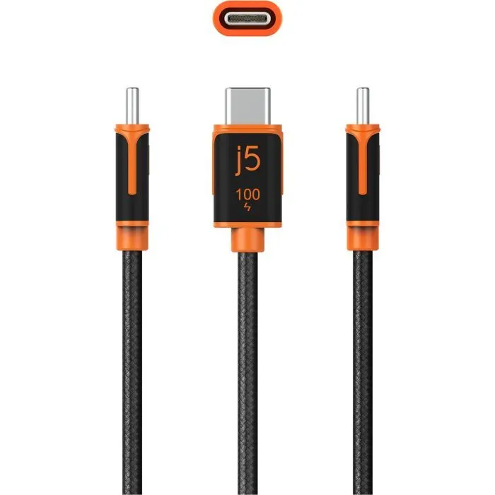 Дата кабель USB-C to USB-C 1.8m 100W (20V/5A) premium J5create (JUCX25L18-N) изображение 4