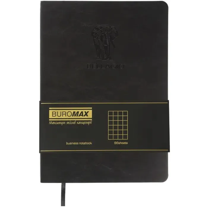 Книга записна Buromax BELLAGIO, А5, 96 аркушів, клітинка, чорний (BM.295118-01) зображення 2