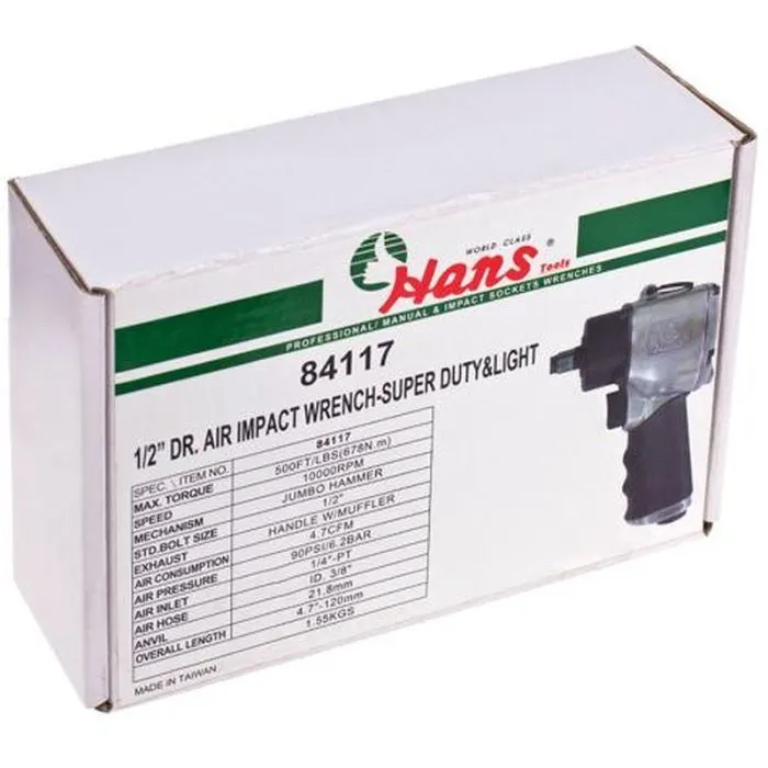 Гайковерт Hans 1/2", 10000об/хв, 678Нм, 1.55кг (84117) зображення 4