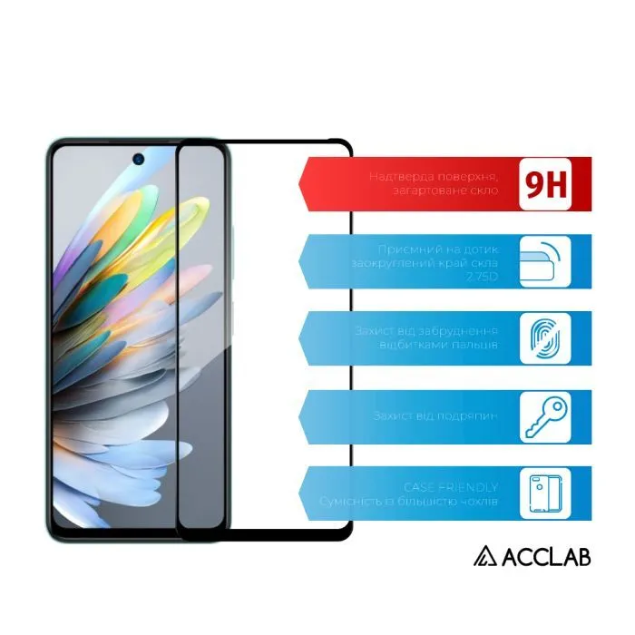 Скло захисне ACCLAB Full Glue ESD ZTE Blade A75 Black (1283126620874) зображення 3