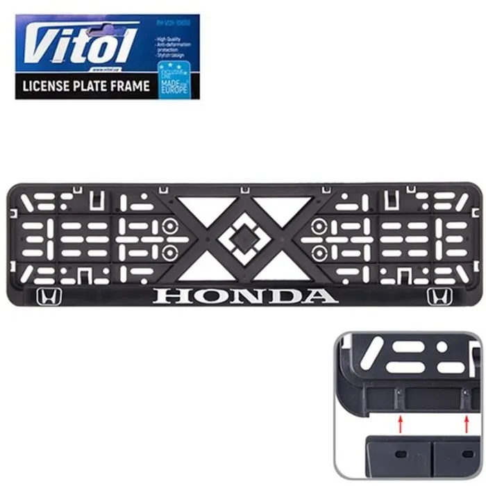 Рамка номерного знака Vitol з рельєфним написом HONDA (RN-VCH-15650-SR-HN-BN)