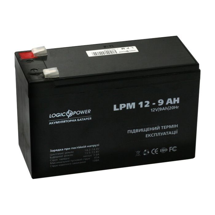 Батарея к ИБП LogicPower LPM 12В 9Ач (3866) изображение 3