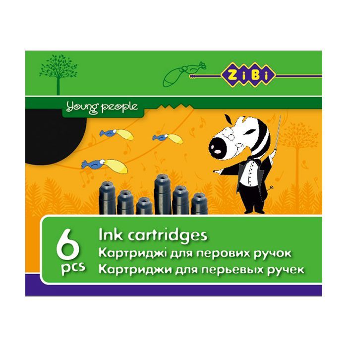 Чернила для перьевых ручек ZiBi capsules black, 6шт (ZB.2272-02)
