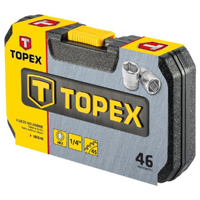 Набор инструментов Topex торцевых головок 1/4 "CrV, 46 шт. (38D640) изображение 2