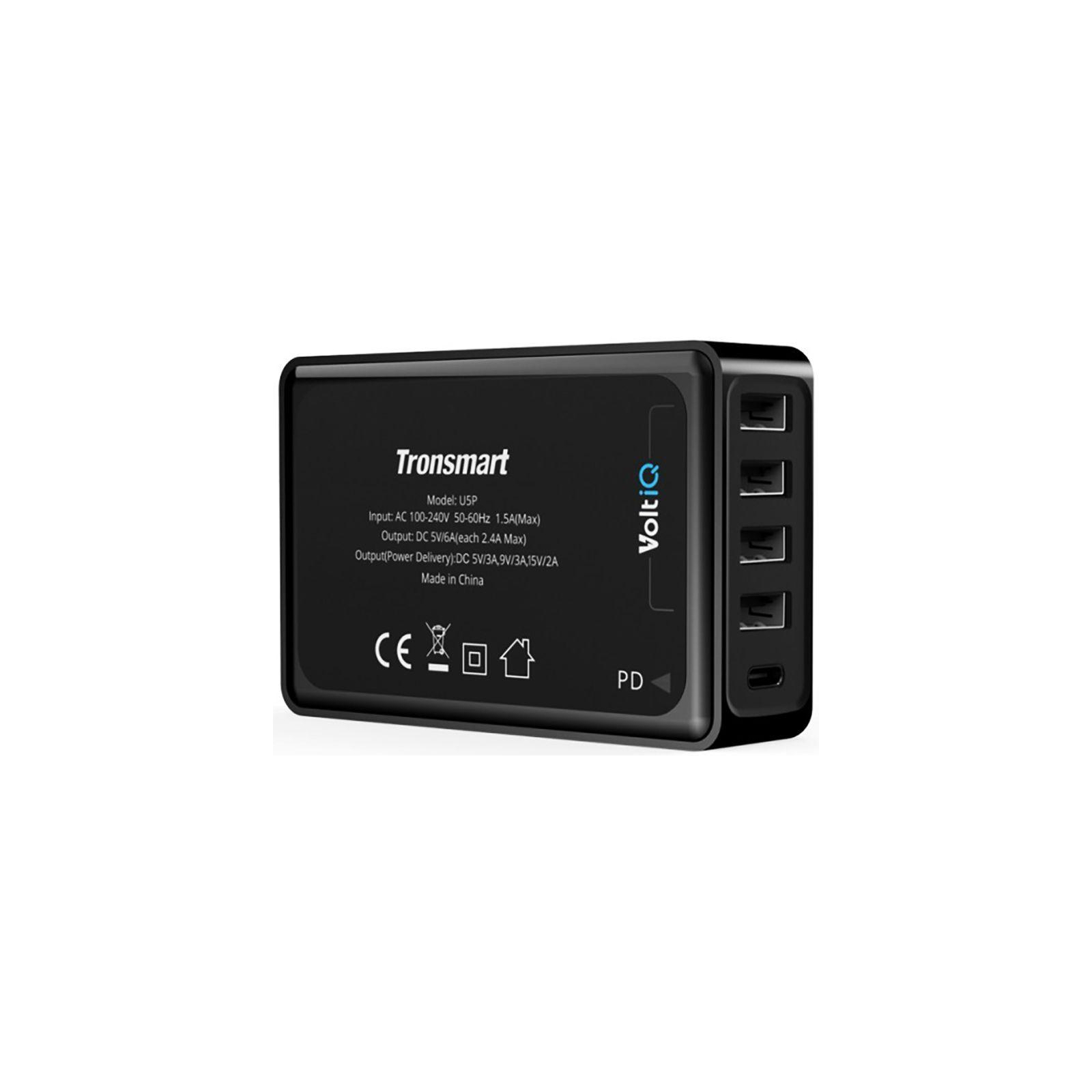 Зарядное устройство Tronsmart U5P 60W USB PD Desktop Charger with VoltiQ Black (232389) изображение 2