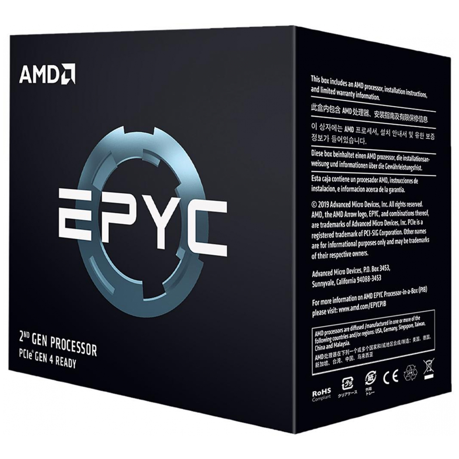 Процесор серверний AMD EPYC 7252 8C/16T/3.1/64MB/120W/SP3/Box (100-100000080WOF)