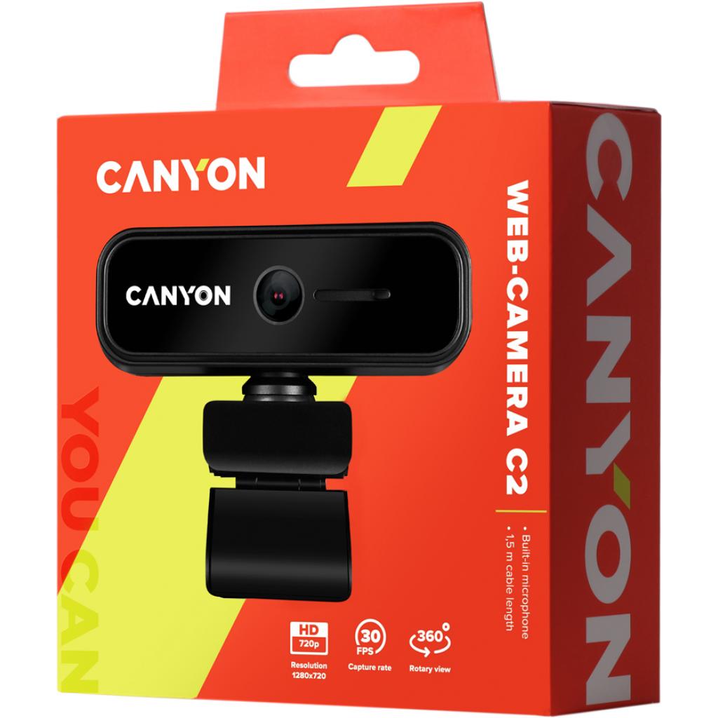 Веб-камера Canyon C2 720p HD Black (CNE-HWC2) изображение 3