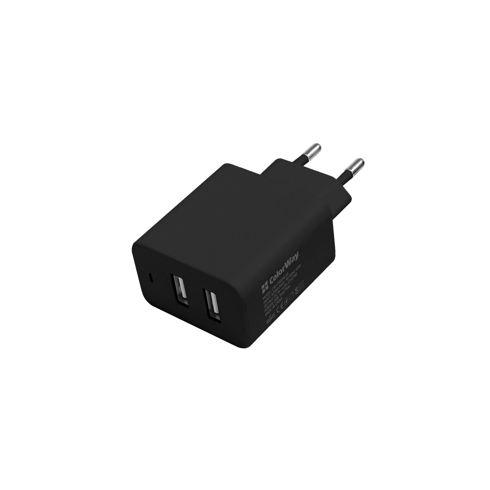 Зарядное устройство ColorWay 2USB AUTO_ID 4.8A (24W) black (CW-CHS016-BK)