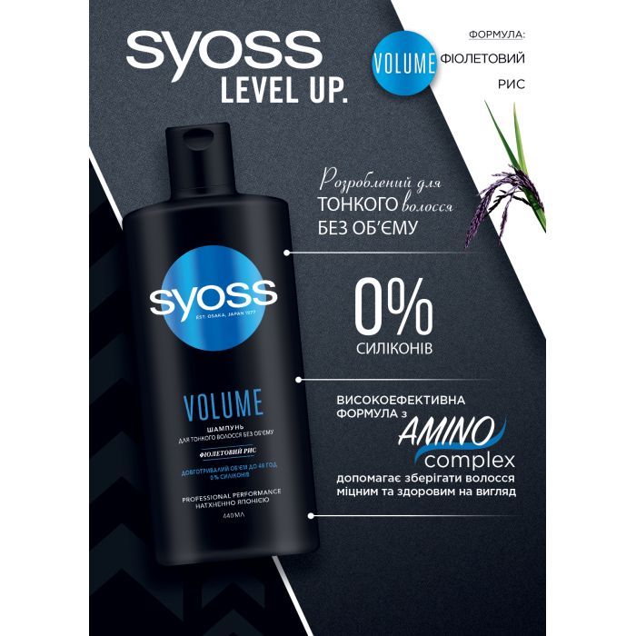 Шампунь Syoss Volume с Фиолетовым Рисом для тонких волос без объема 440 мл (4015100338942/9000101277296) изображение 5