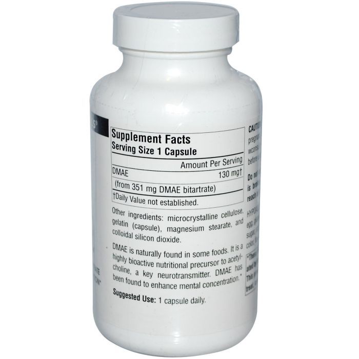 Аминокислота Source Naturals DMAE (диметиламиноэтанол) 351 мг, 100 капсул (SN1582) изображение 2