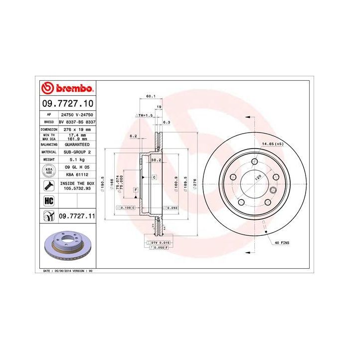 Гальмівний диск Brembo 09.7727.11