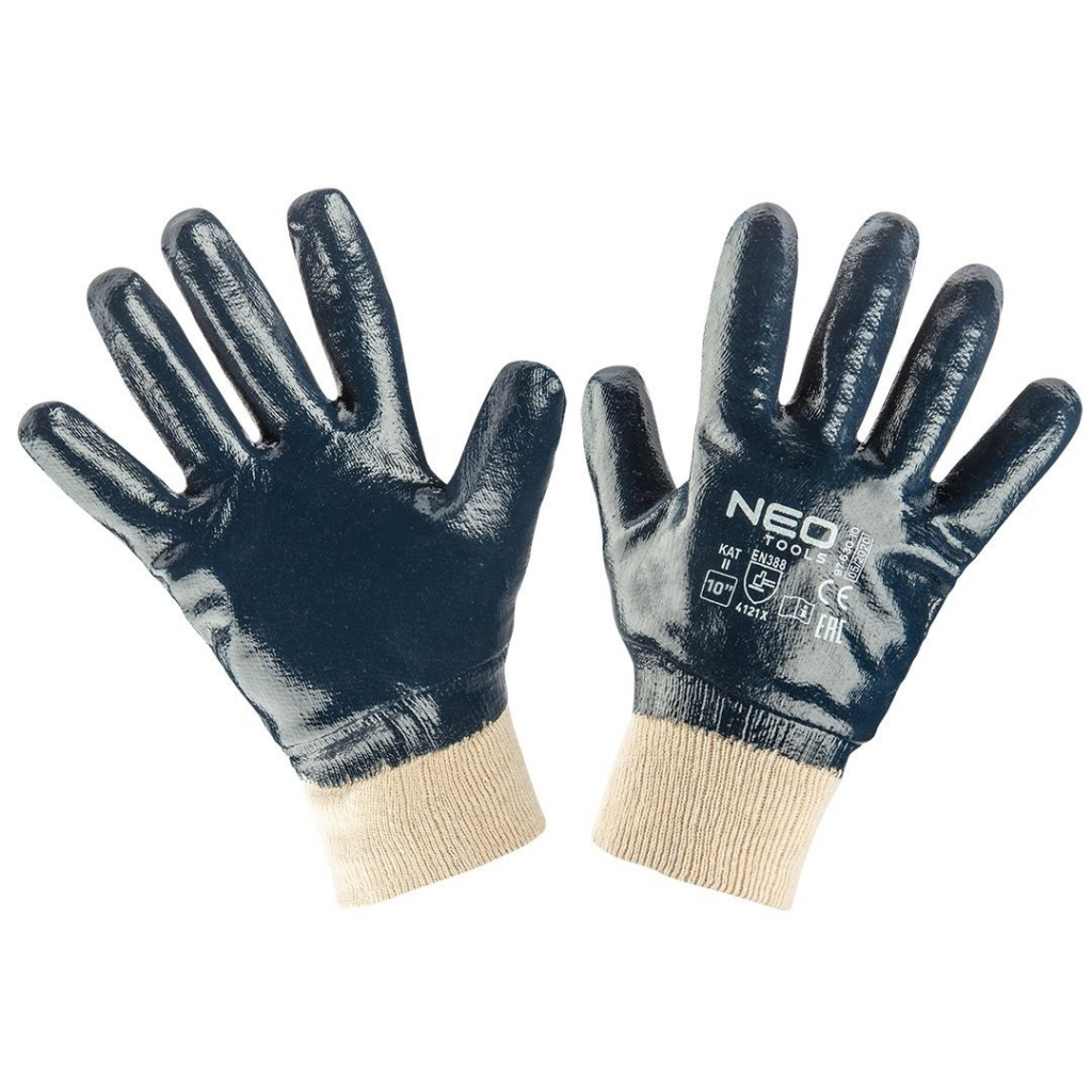 Захисні рукавиці Neo Tools робочі, бавовна з повним нітриловим покриттям, р. 9 (97-630-9)