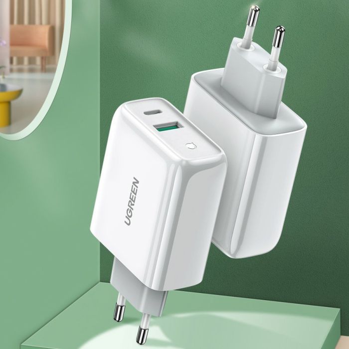 Зарядний пристрій Ugreen CD170 36W USB + Type-C Charger (White) (60468) зображення 3