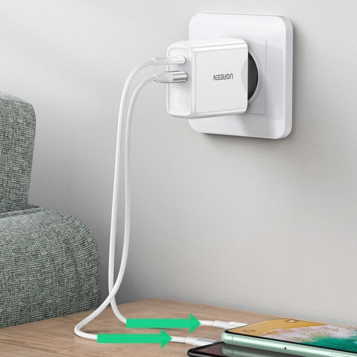 Зарядний пристрій Ugreen CD170 36W USB + Type-C Charger (White) (60468) зображення 4