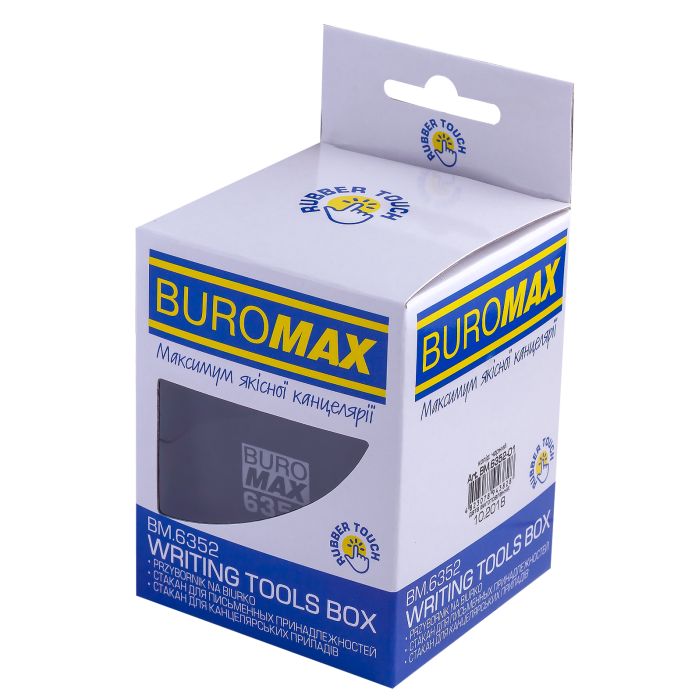 Підставка для ручок Buromax Rubber Touch Квадратна Чорна (BM.6352-01) зображення 2