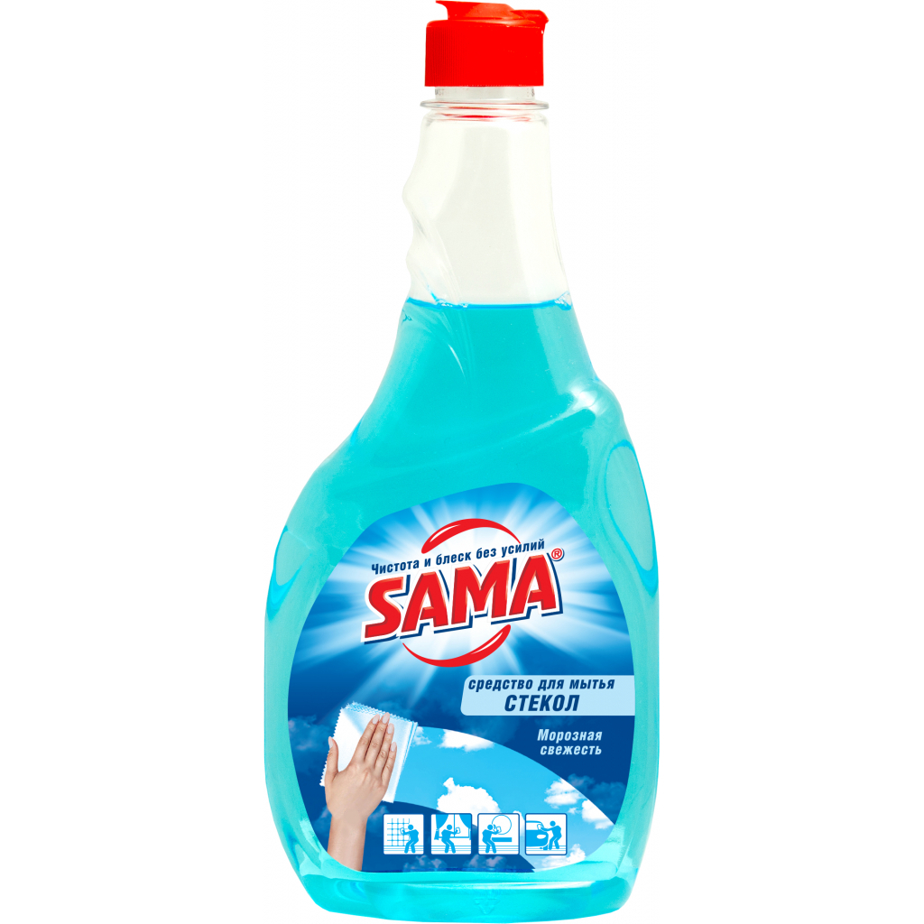 Средство для мытья стекла Sama Морозная свежесть сменный блок 500 мл (4820020260989)