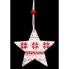 Елочная игрушка Jumi 4 шт (6,5 см) Звезда, дерево, белый с красный (5900410376014) изображение 2