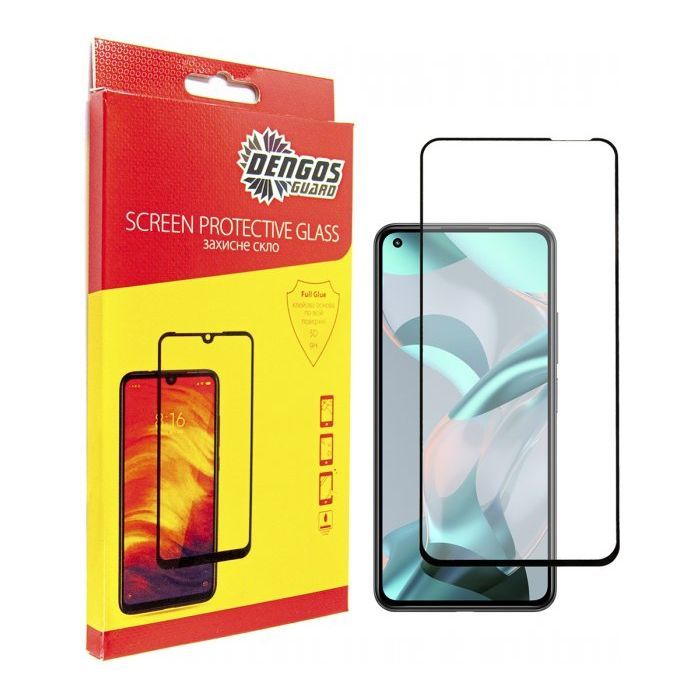 Скло захисне Dengos Full Glue для Xiaomi 11 Lite 5G NE (black) (TGFG-190)
