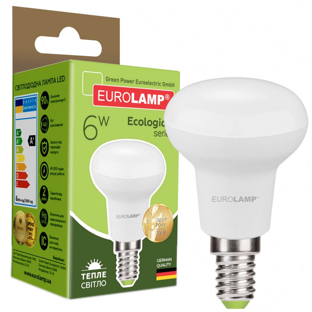 Лампочка Eurolamp LED R50 6W E14 3000K 220V (LED-R50-06142(P)) зображення 2