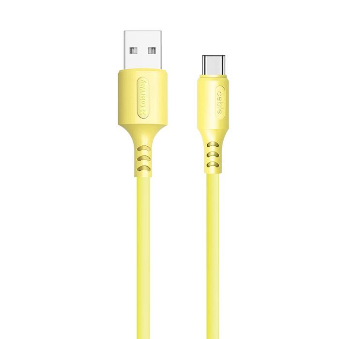 Дата кабель USB 2.0 AM to USB-C 1.0m soft silicone yellow ColorWay (CW-CBUC043-Y)