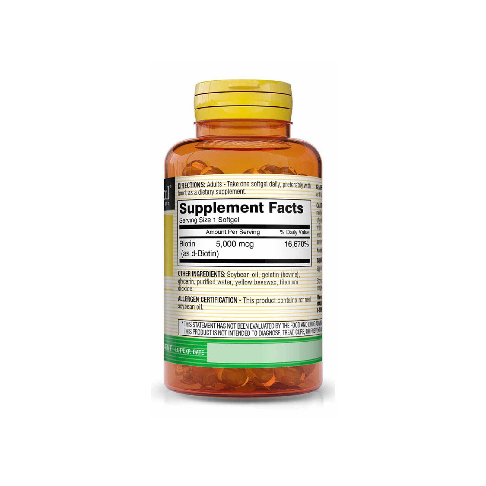 Вітамін Mason Natural Біотин 5000 мкг, Biotin, 60 гелевих капсул (MAV16325) зображення 2