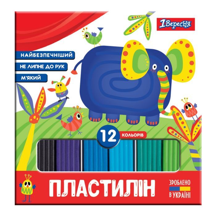 Пластилин 1 вересня Zoo Land 12 цв. 240 г (540586)