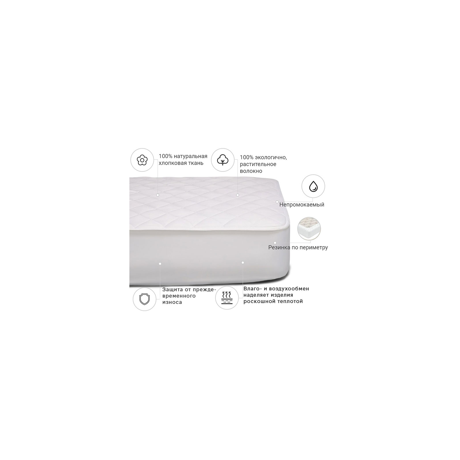 Наматрацник MirSon № 966 Natural Line Стандарт Cotton 60x120 см (2200000833099) зображення 3
