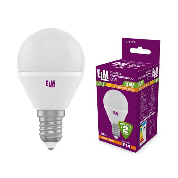 Лампочка ELM D45 5W PA10 E14 3000K (18-0172)