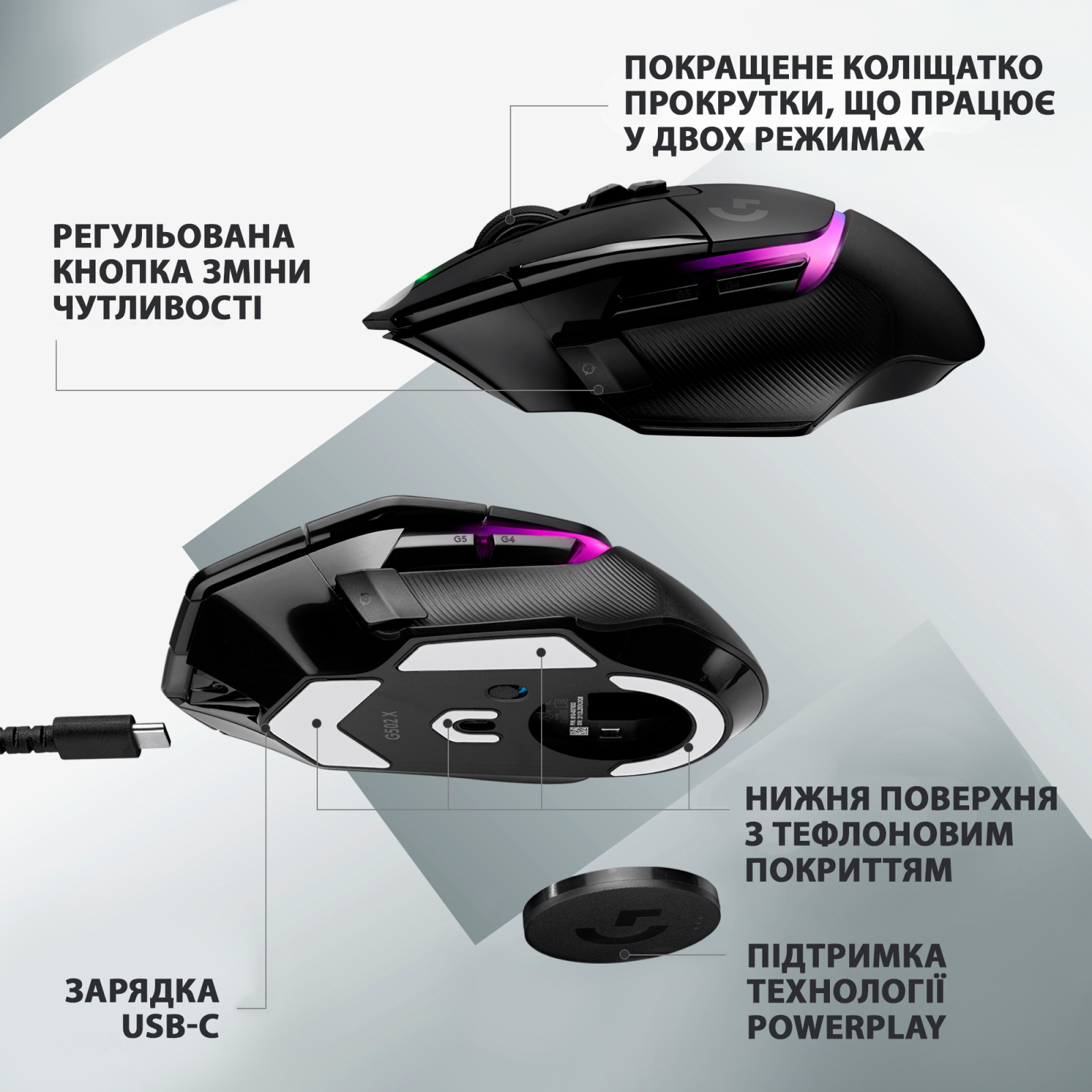 Мишка Logitech G502 X Plus Wireless Black (910-006162) зображення 7