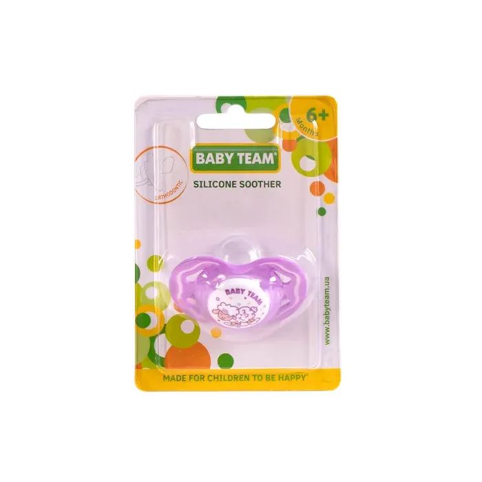 Пустышка Baby Team силиконовая, ортодонтическая, 6+ мес. (3011_фиолетовый) изображение 3