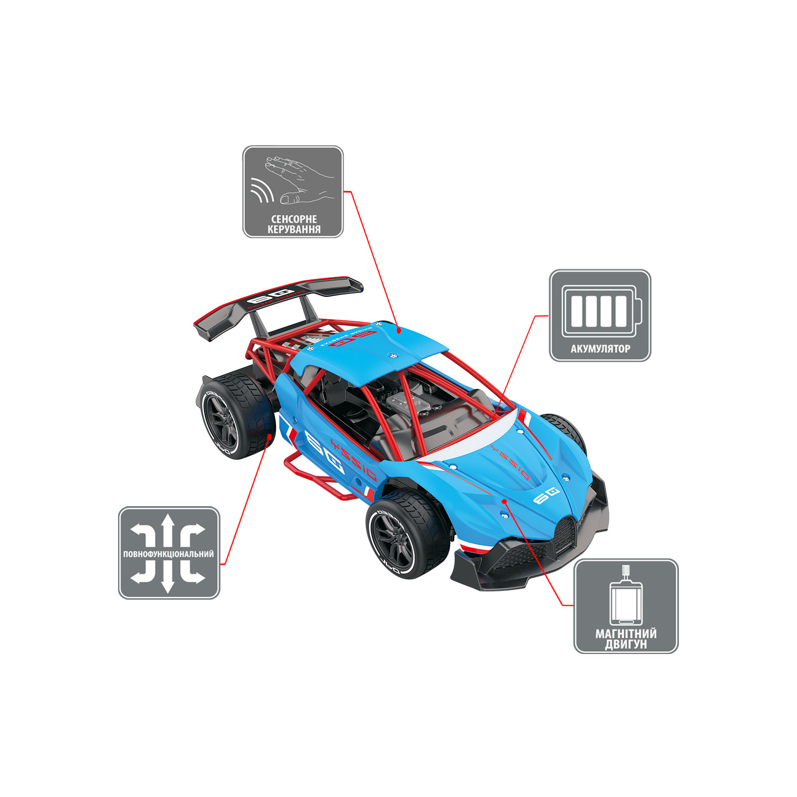 Радиоуправляемая игрушка Sulong Toys Gesture sensing и с сенсорным управлением – Dizzy (голубой, 1:16) (SL-285RHB) изображение 4