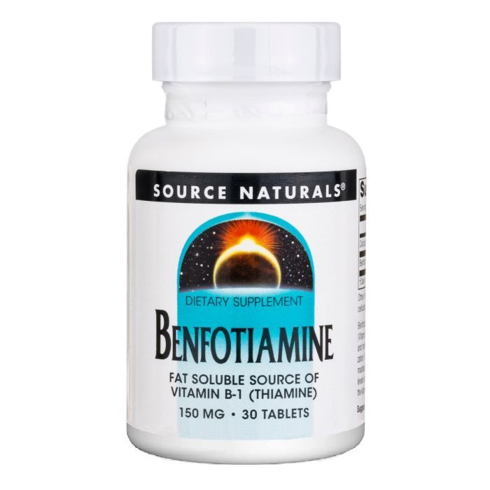 Вітамінно-мінеральний комплекс Source Naturals Бенфотіамін, 150 мг, Benfotiamine, 30 таблеток (SN1905)