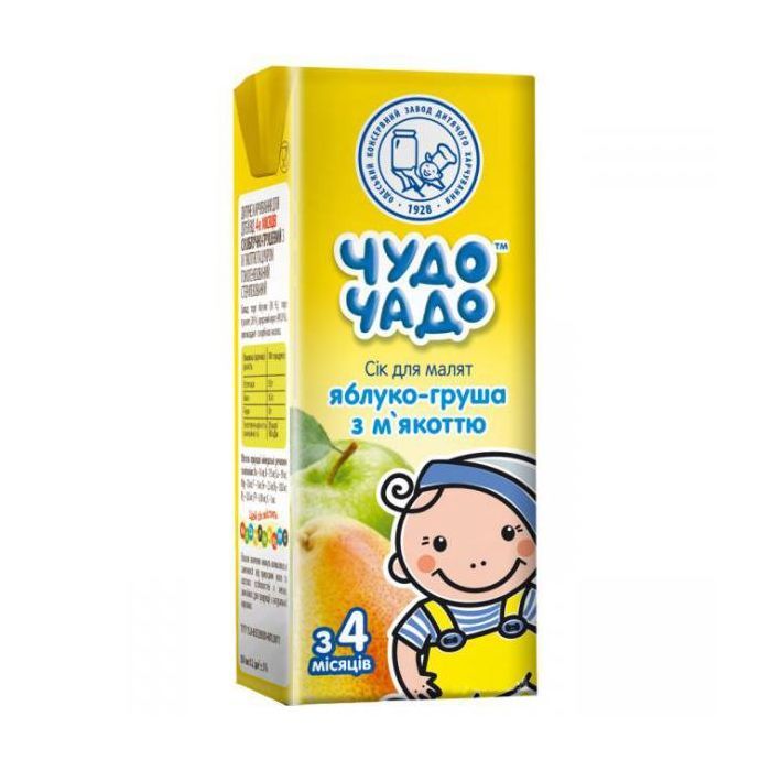 Сік дитячий Чудо-Чадо яблуко-груша з м'якот./цукр. 200 мл (4820016254671)