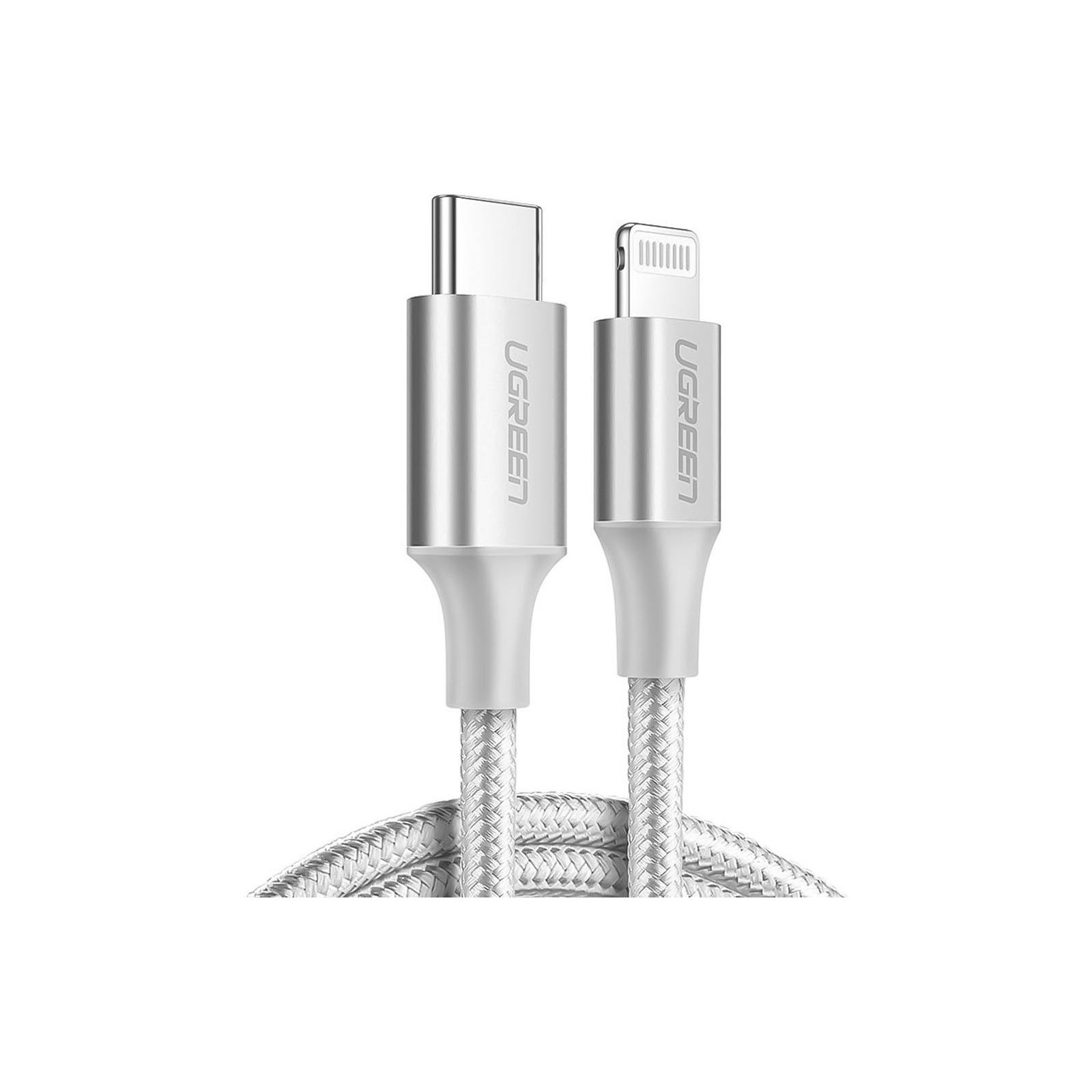 Дата кабель USB-C to Lightning 2.0m US304 20V/3A 60W Silver Ugreen (70525) зображення 2