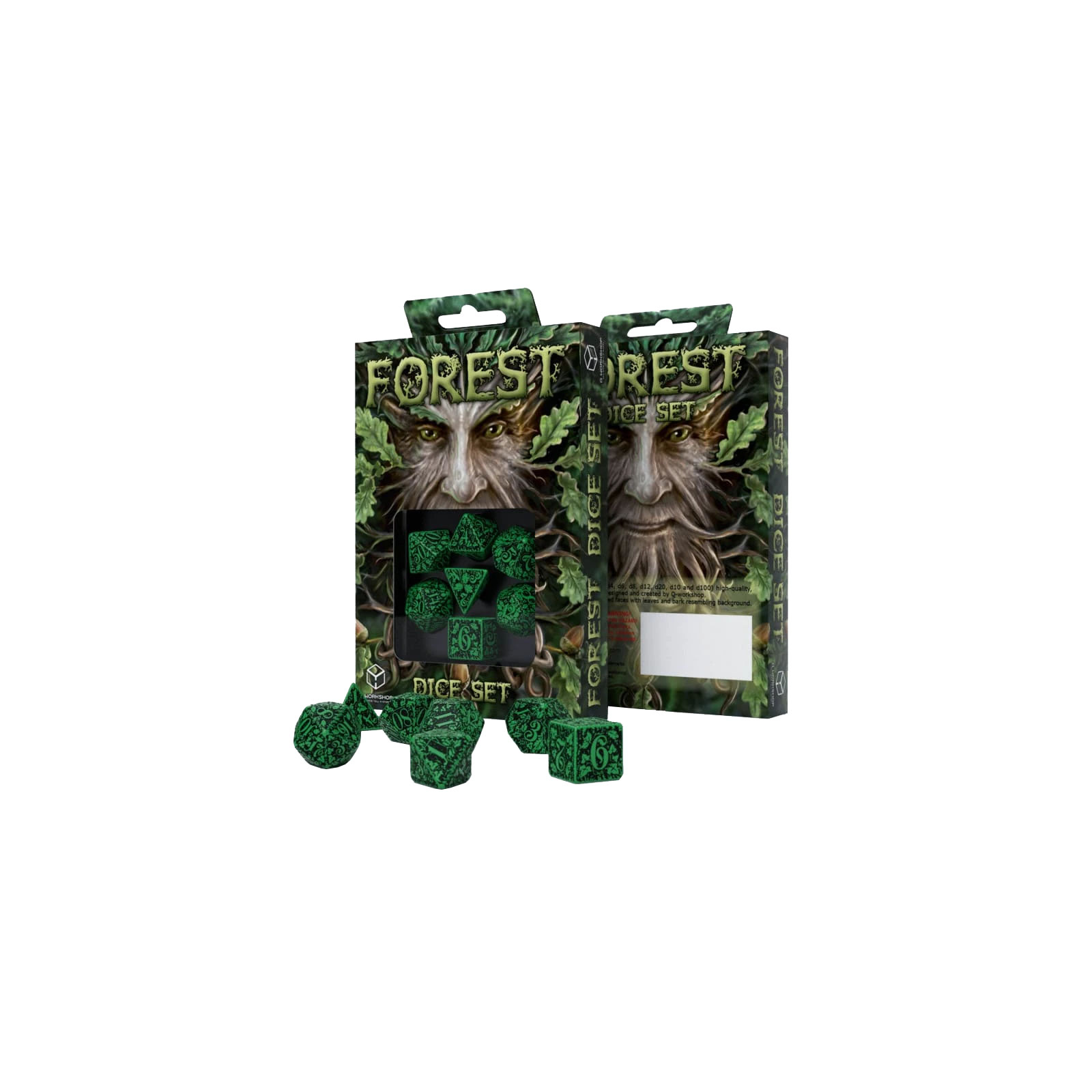 Набор кубиков для настольных игр Q-Workshop Forest 3D Green black Dice Set (7 шт) (SFOR15) изображение 2