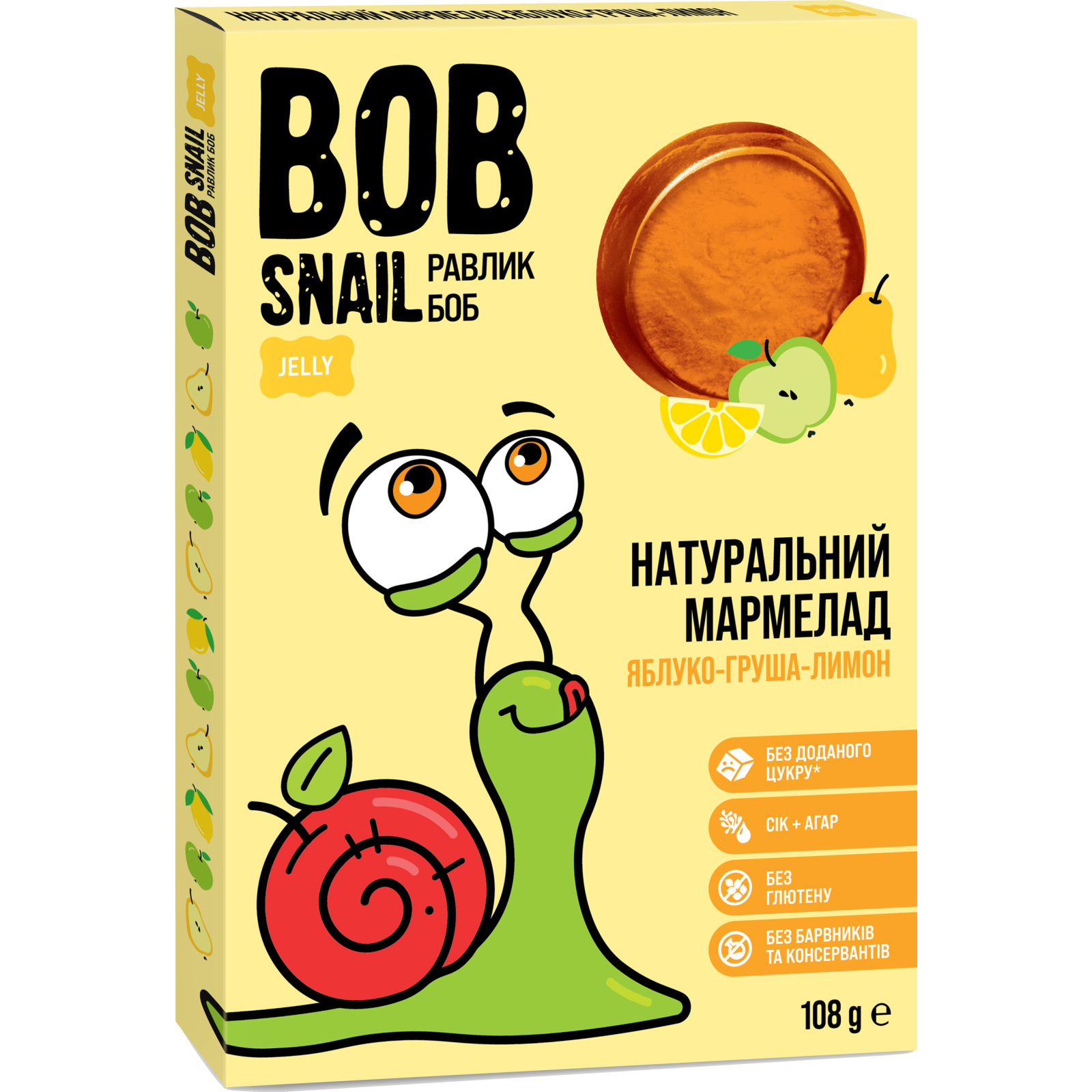 Мармелад Bob Snail Улитка Боб яблоко, груша, лимон 108 г (4820219341253)