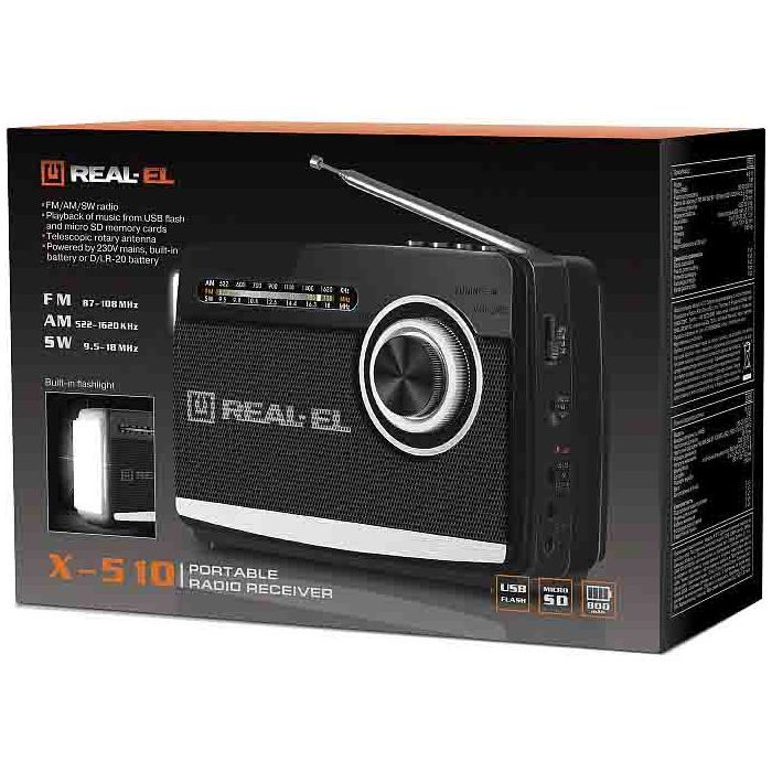 Портативний радіоприймач REAL-EL X-510 Black зображення 10