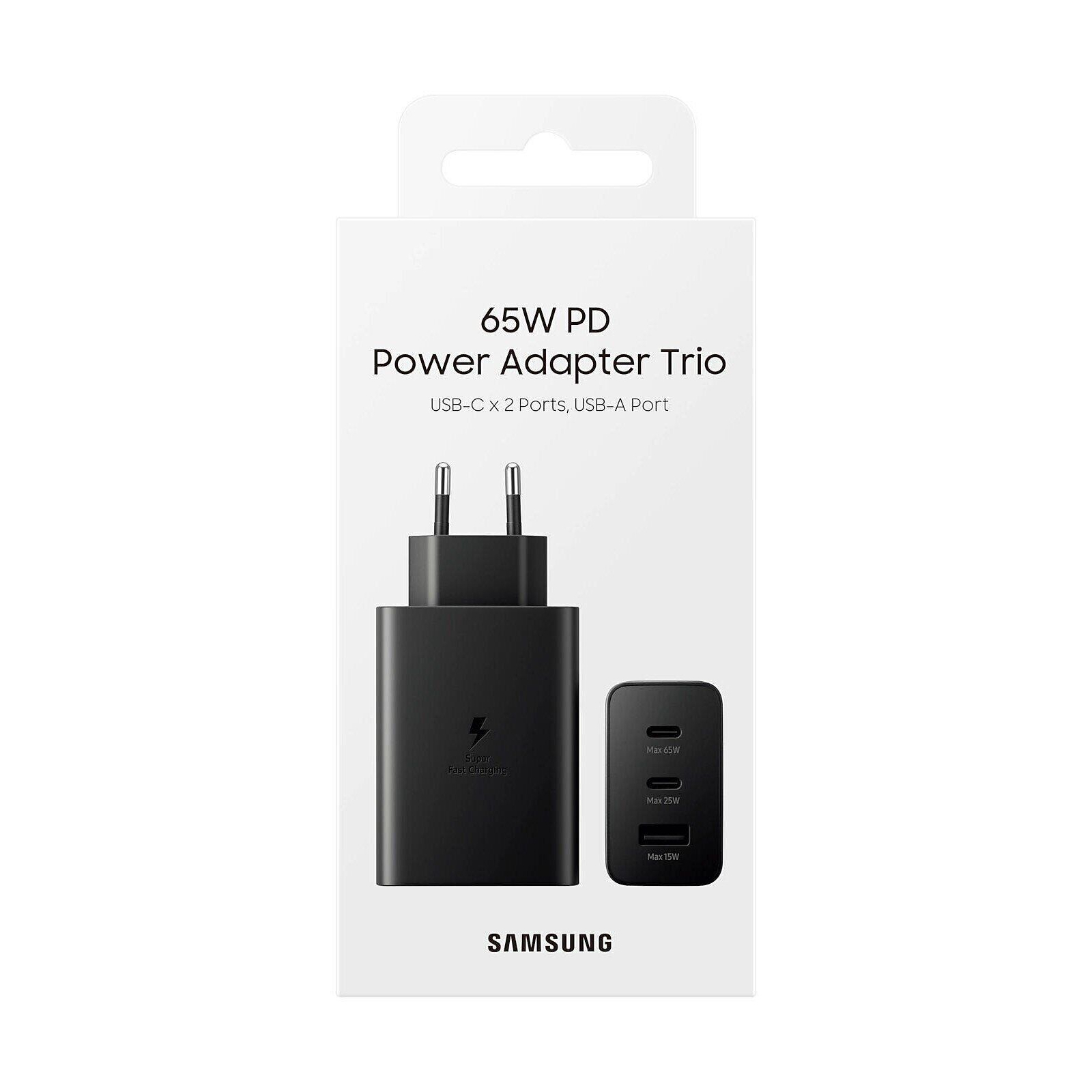 Зарядное устройство Samsung 65W Power Adapter Trio (w/o cable) Black (EP-T6530NBEGRU) изображение 4