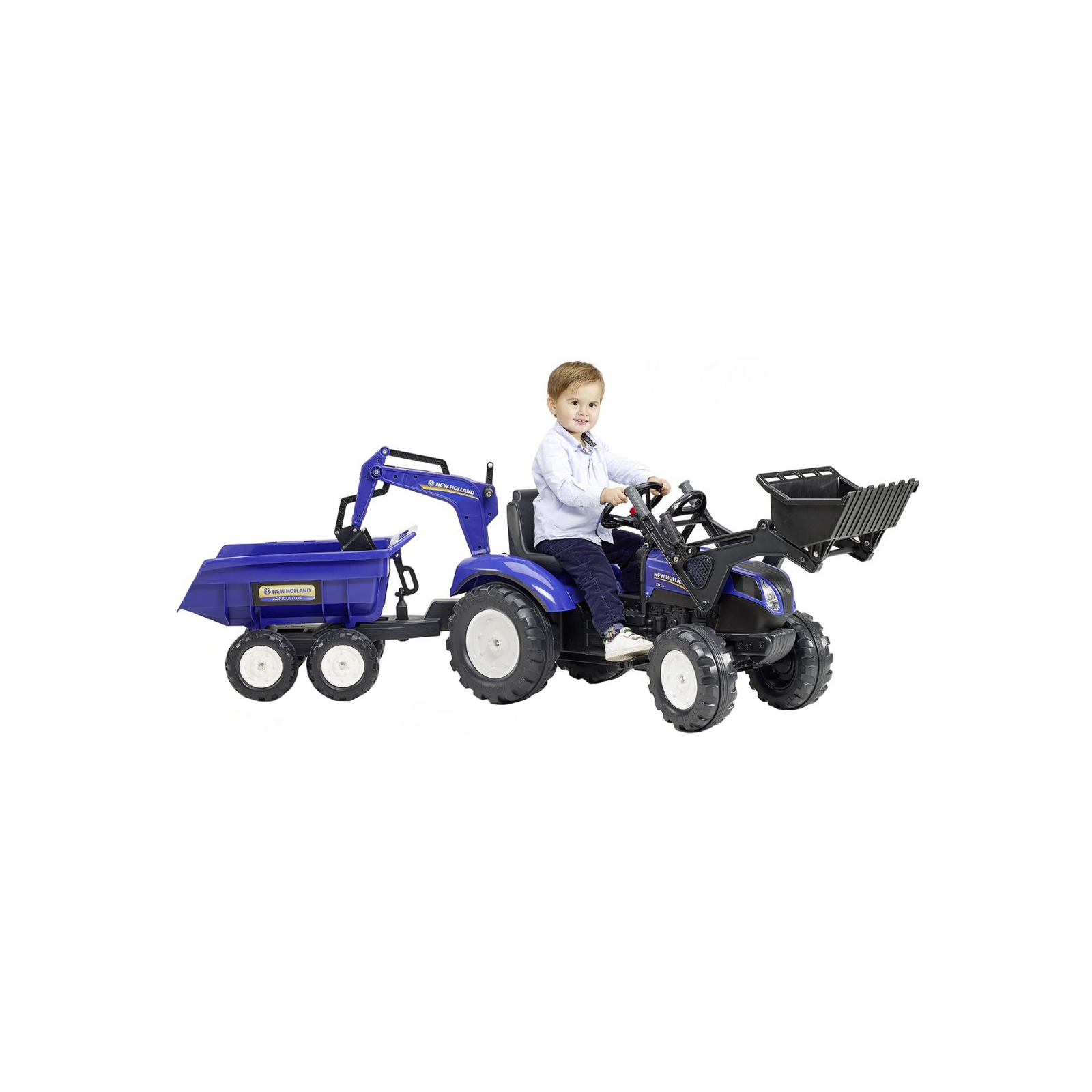 Веломобиль Falk Ranch трактор на педалях с прицепом Синий (3016203090233) (3090W) изображение 3