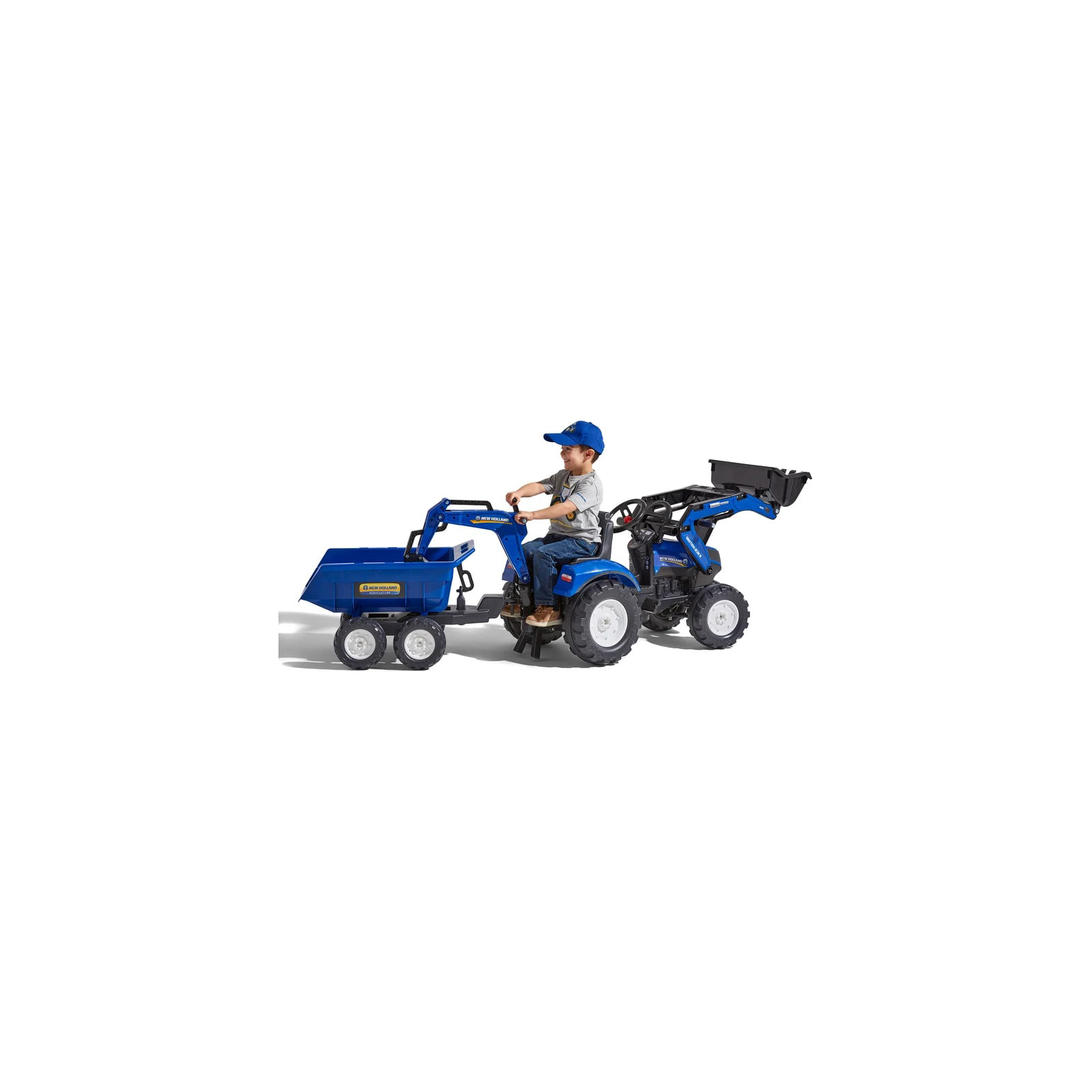 Веломобіль Falk Ranch трактор на педалях з причепом Синій (3016203090233) (3090W) зображення 7